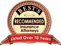 Best's Recommended Insurance Attorneys | Listed Over 10 Years